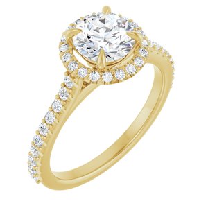 14K Yellow 6.5 mm Round Forever One™ Moissanite & 1/3 CTW Diamond Engagement Ring